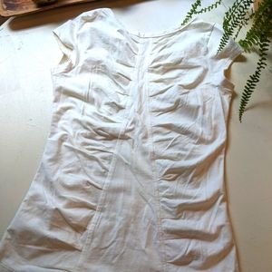 Cap Sleeve Scrunched White Free People Fitted Top